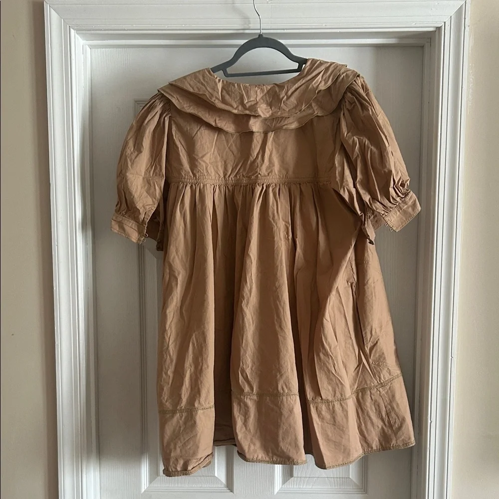 Sailor Collar Tie-Front Mini Dress in Tan - Picture 13 of 13